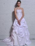 Ball Gown Strapless Beaded Satin Train Wedding Dress